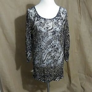 SALE - Lace Leopard Dress Shirt Brown Tan XXL